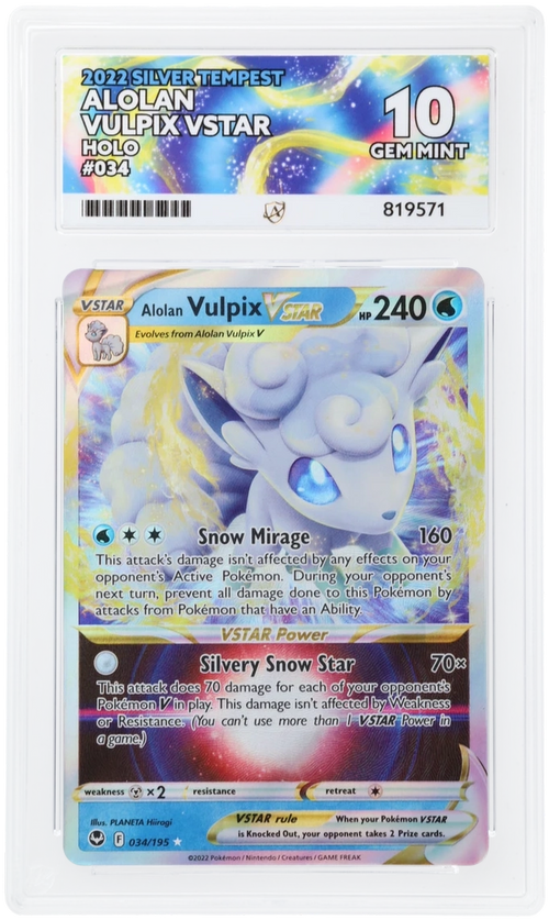 ACE 10 - Alolan Vulpix VSTAR - 034/195 - Silver Tempest - Play! Pokemon Series Three - Pokemon
