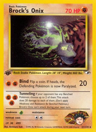 Brock's Onix (21) 21/132 - Gym Heroes 1st Edition