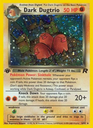 Dark Dugtrio (6) 6/82 - Team Rocket Unlimited Holofoil