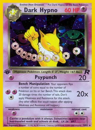 Dark Hypno (9) 9/82 - Team Rocket 1st Edition Holofoil