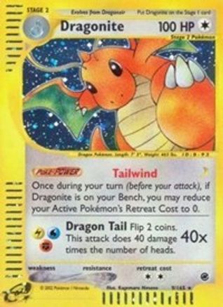 Dragonite (9) 9/165 - Expedition Reverse Holofoil