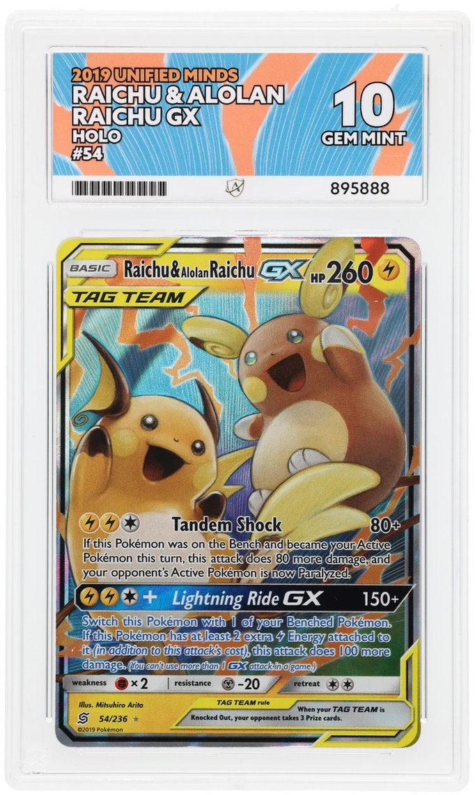 ACE 10 - Raichu & Alolan Raichu GX - 54/236 - Unified Minds - Pokemon