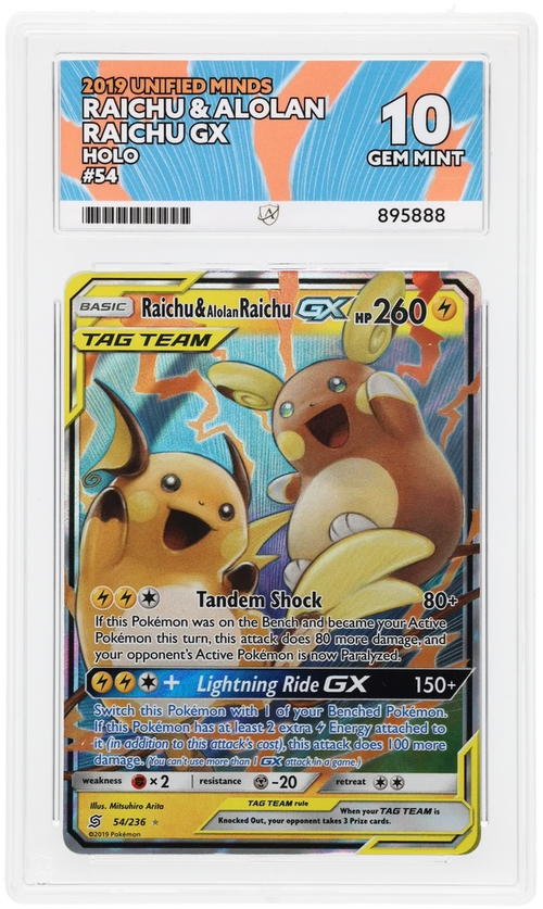 ACE 10 - Raichu & Alolan Raichu GX - 54/236 - Unified Minds - Pokemon