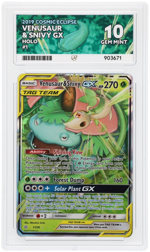 ACE 10 - Venusaur & Snivy GX - 1/236 - 2019 Cosmic Eclipse - Pokemon