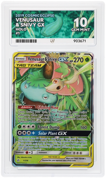 ACE 10 - Venusaur & Snivy GX - 1/236 - 2019 Cosmic Eclipse