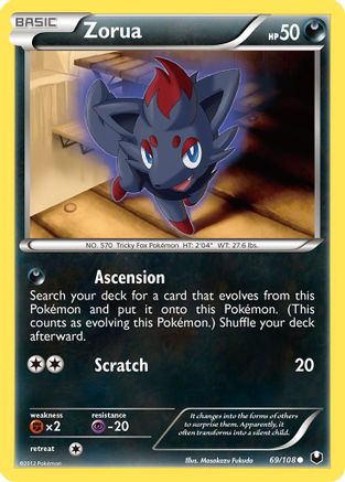 Zorua (69) 69/108 - Dark Explorers Reverse Holofoil