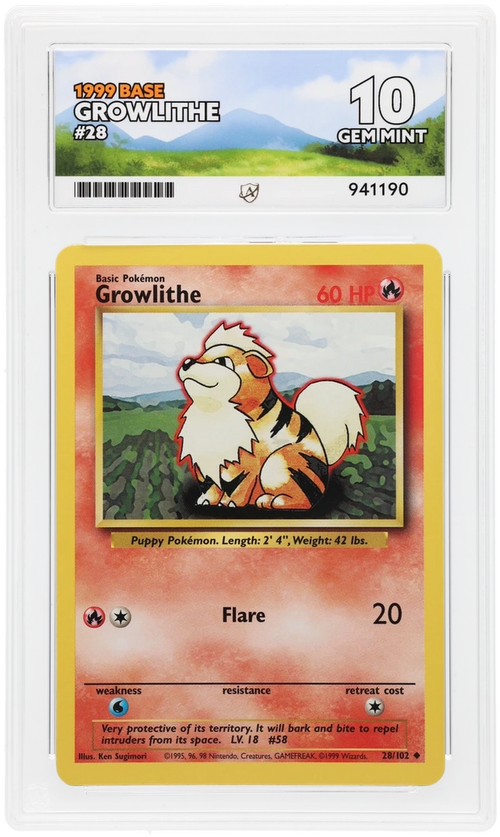 ACE 10 - Growlithe - 28/102- 1999 Base - Pokemon