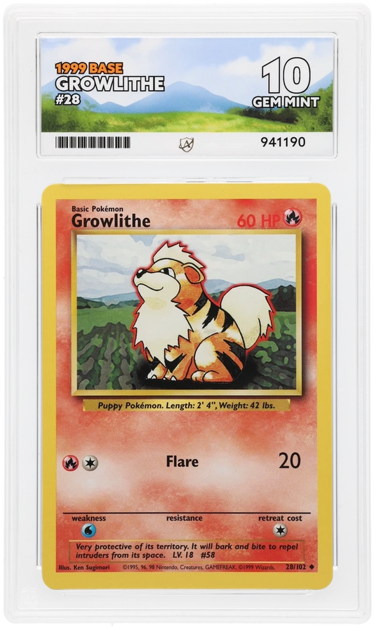ACE 10 - Growlithe - 28/102- 1999 Base - Pokemon