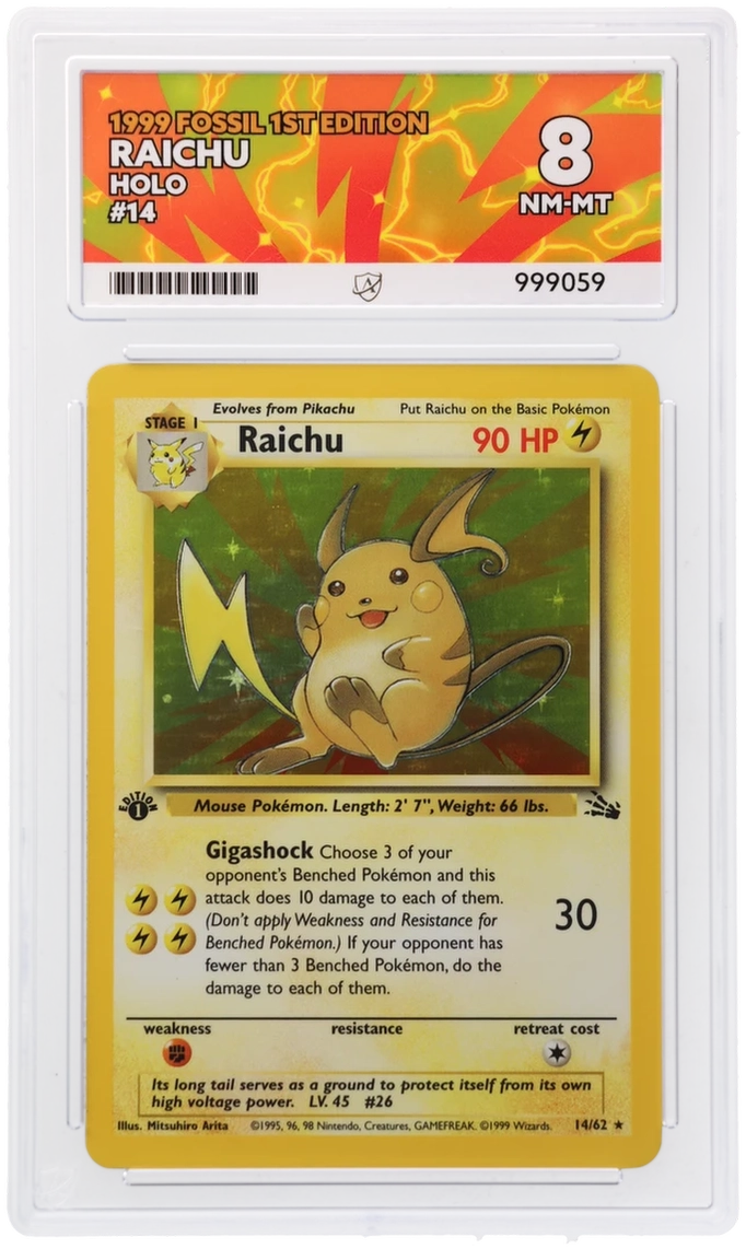 ACE 8 - Raichu - 14/62 - Fossil - 1st Edition - Pokemon - front