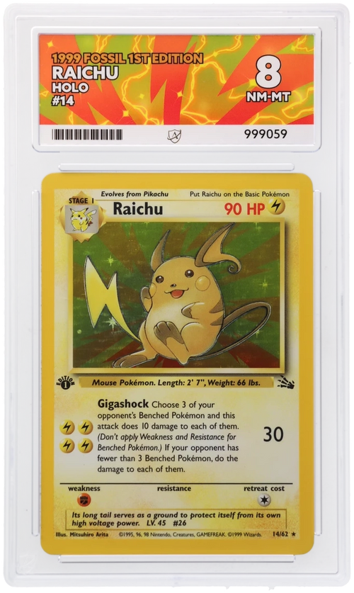 ACE 8 - Raichu - 14/62 - Fossil - 1st Edition - Pokemon - front