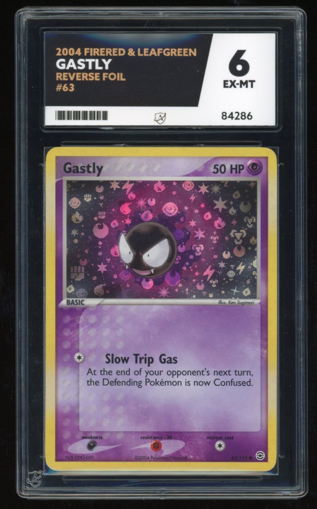 Gastly - Reverse Foil - 63/112 - Firered & Leafgreen - ACE 6