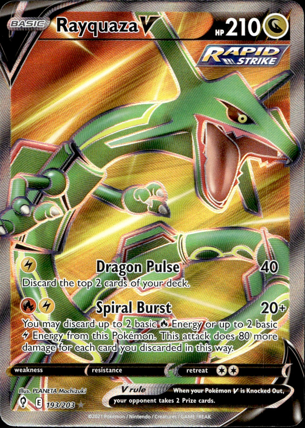 Rayquaza V (193/203) - Evolving Skies - Near Mint