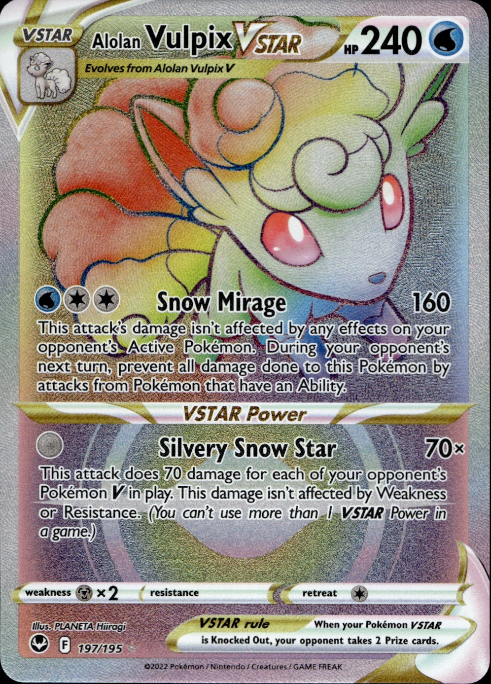 Alolan Vulpix VSTAR (Secret) 197/195 - SWSH12 Silver Tempest Holofoil