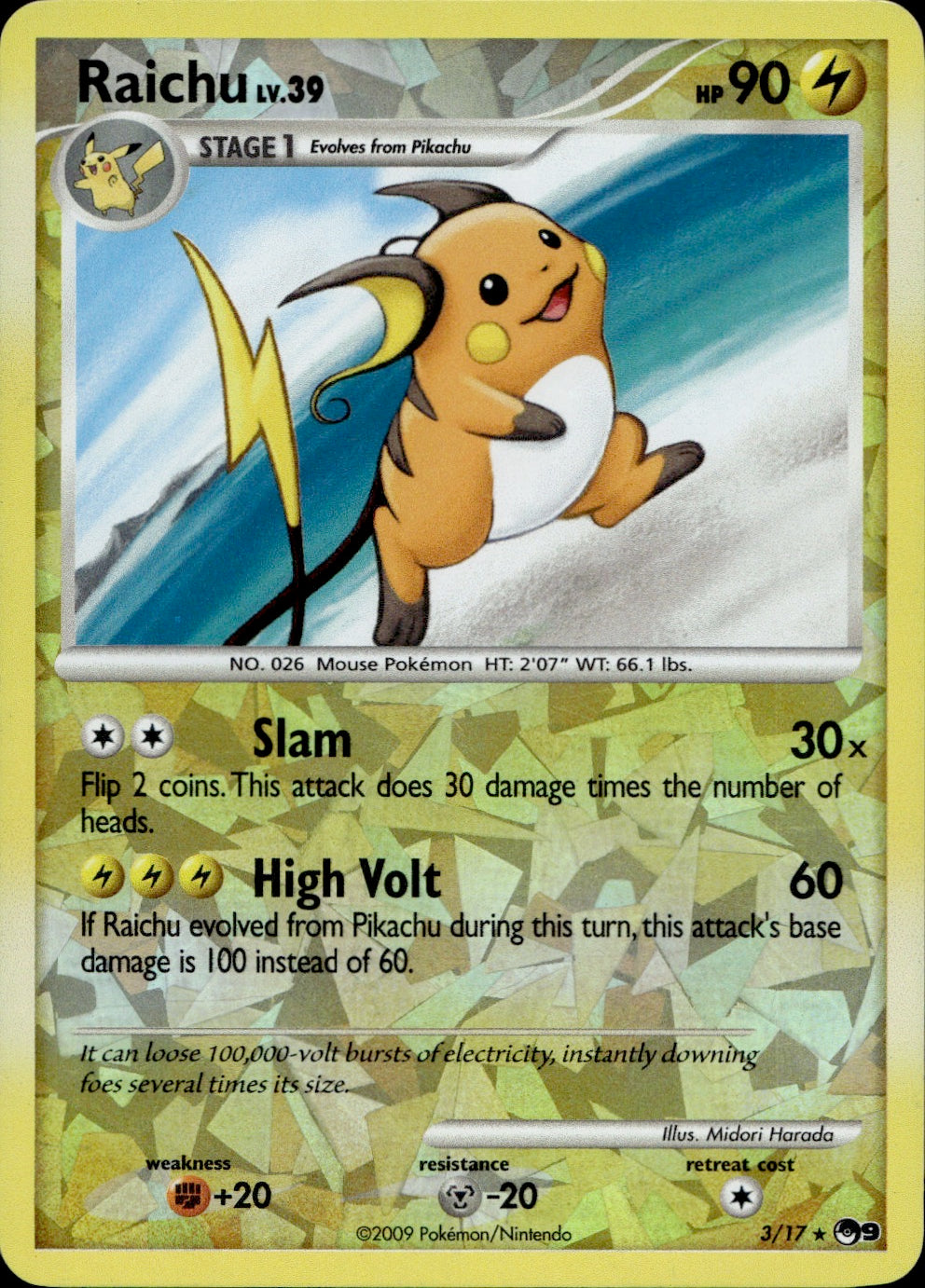 Raichu 3/17 - POP Series 9 Reverse Holofoil