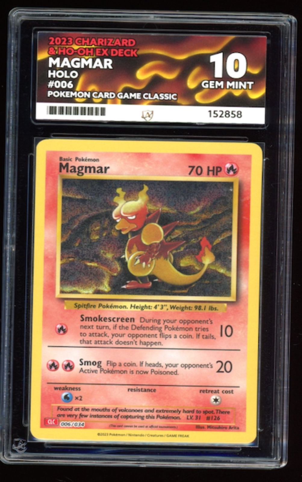 Charizard & Ho-oH EX Deck Holo Magmar Holo 006/034  ACE 10 Gem Mint - PokeRand