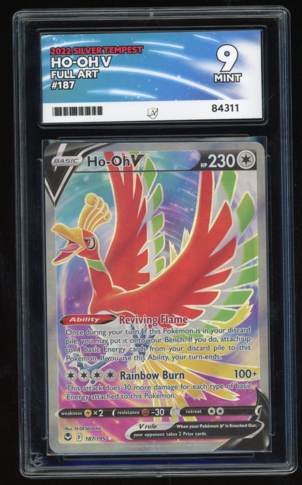 Ho Oh V - Full Art - 187/195 - Silver Tempest - ACE 9