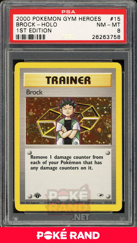 Brock (PSA 8) - Gym Heroes 1st Edition #15 - PokeRand