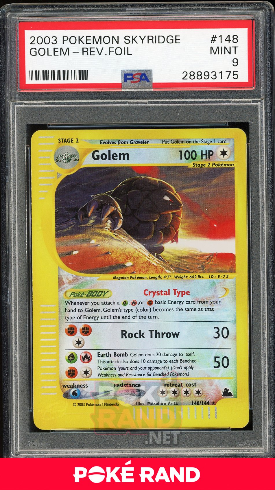 Golem Crystal Reverse Holo (PSA 9) - Skyridge #148 - PokeRand