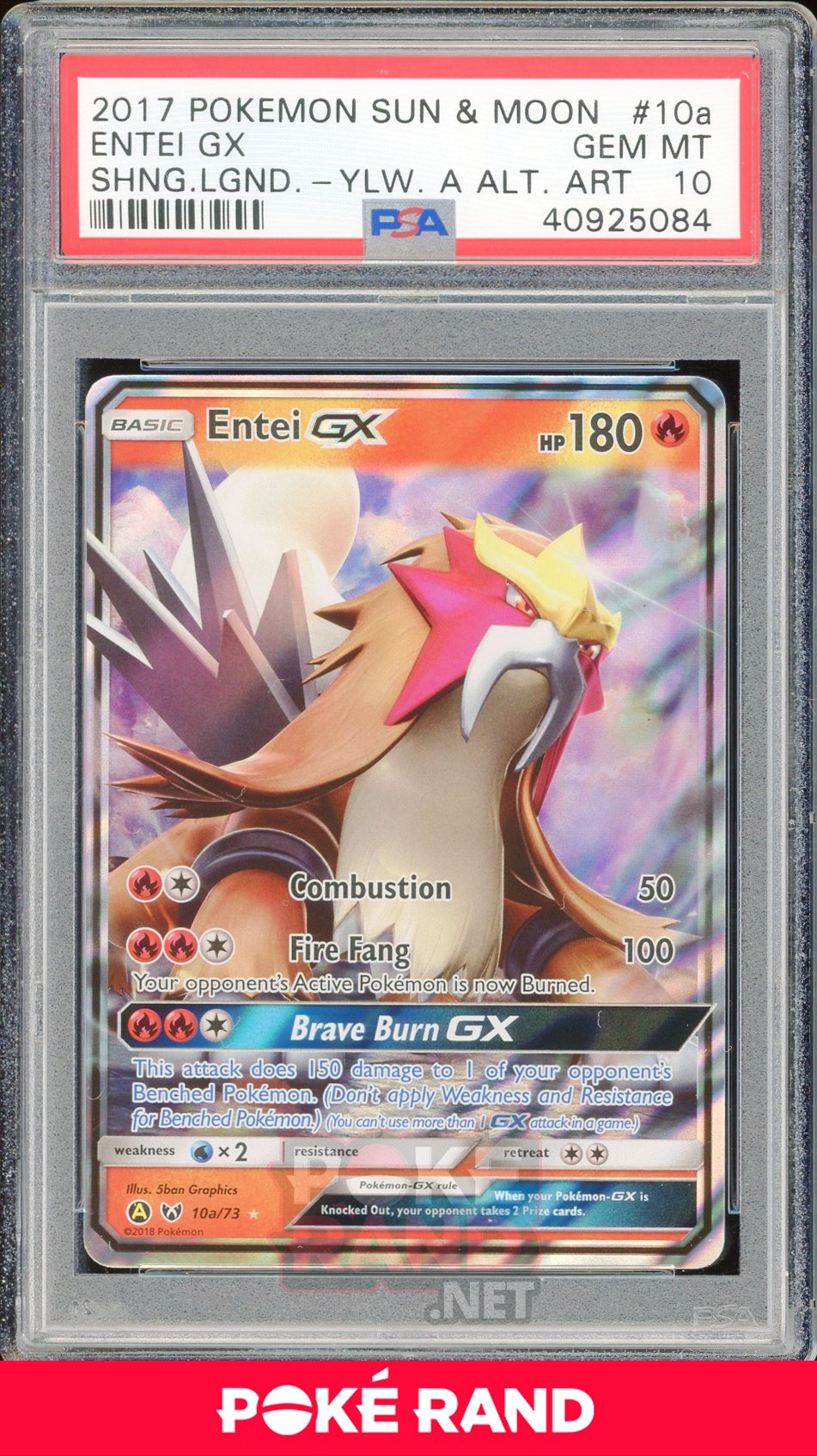 Entei GX (#10a) PSA 10 - Shining Legends - PokeRand