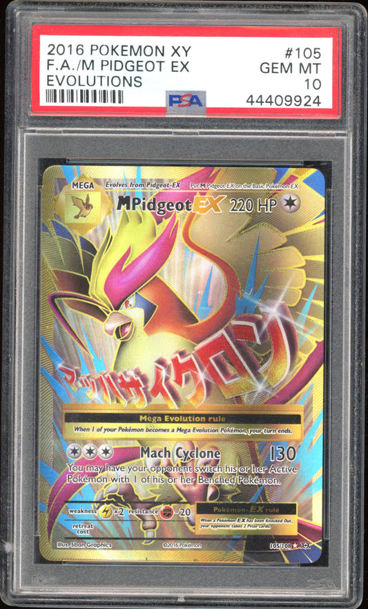 M Pidgeot EX 105/108 - PSA 10 - Evolutions Full Art