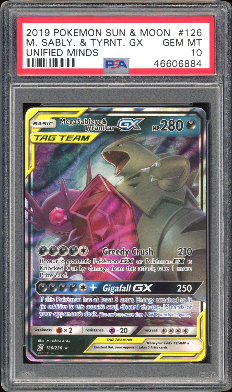 M. Sableye & Tyranitar GX 126/236 - PSA 10 - Unified Minds Holo
