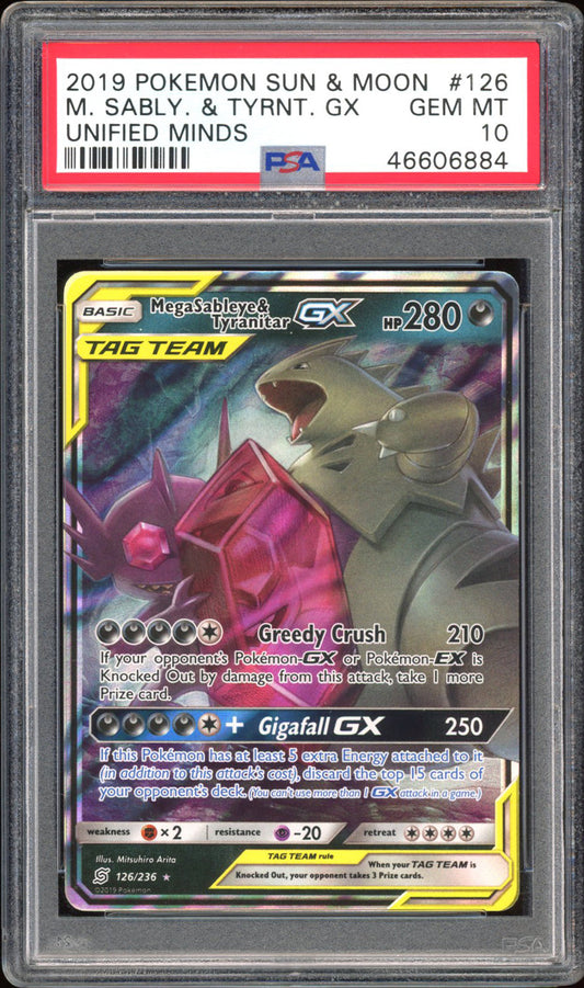 M. Sableye & Tyranitar GX 126/236 - PSA 10 - Unified Minds Holo