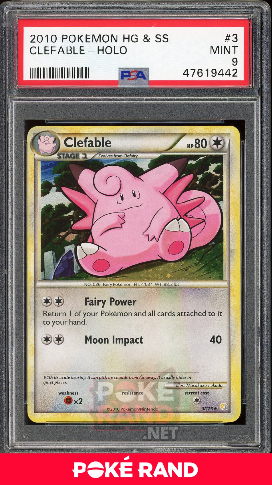 Clefable Holo (PSA 9) - Heartgold & Soulsilver #3
