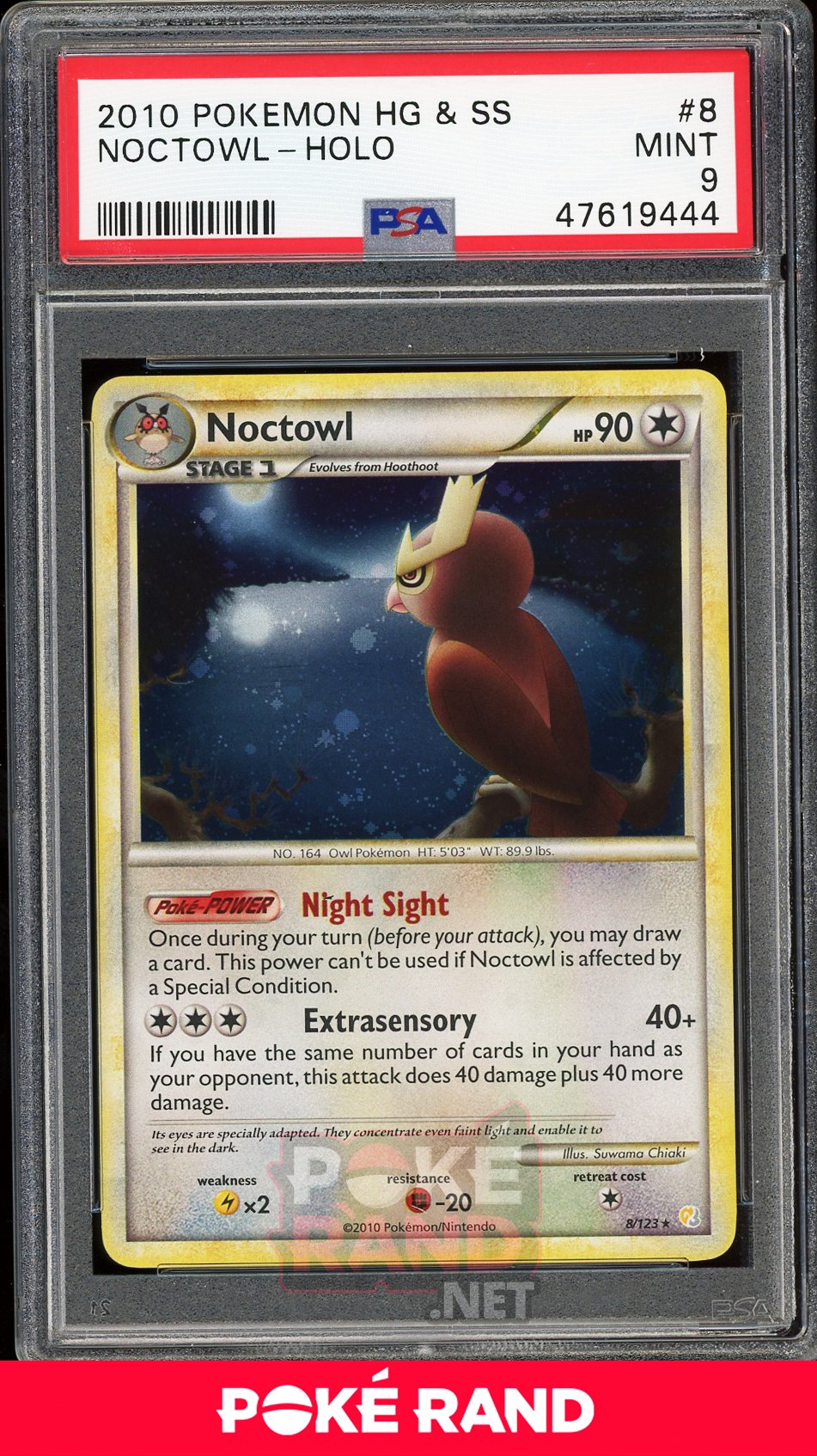 Noctowl Holo (PSA 9) - Heartgold & Soulsilver #8