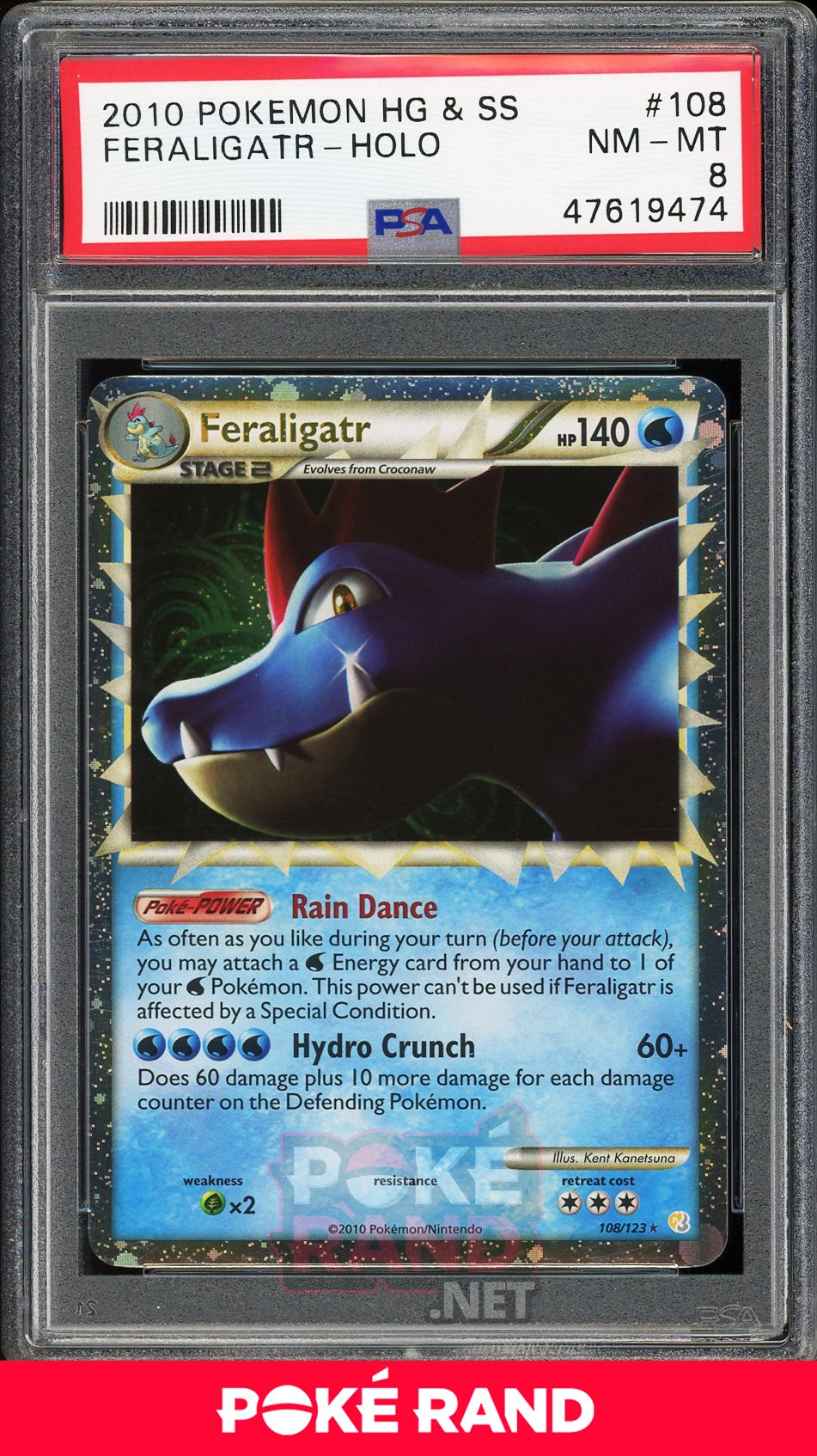 Feraligatr Holo (PSA 8) - Heartgold & Soulsilver #108
