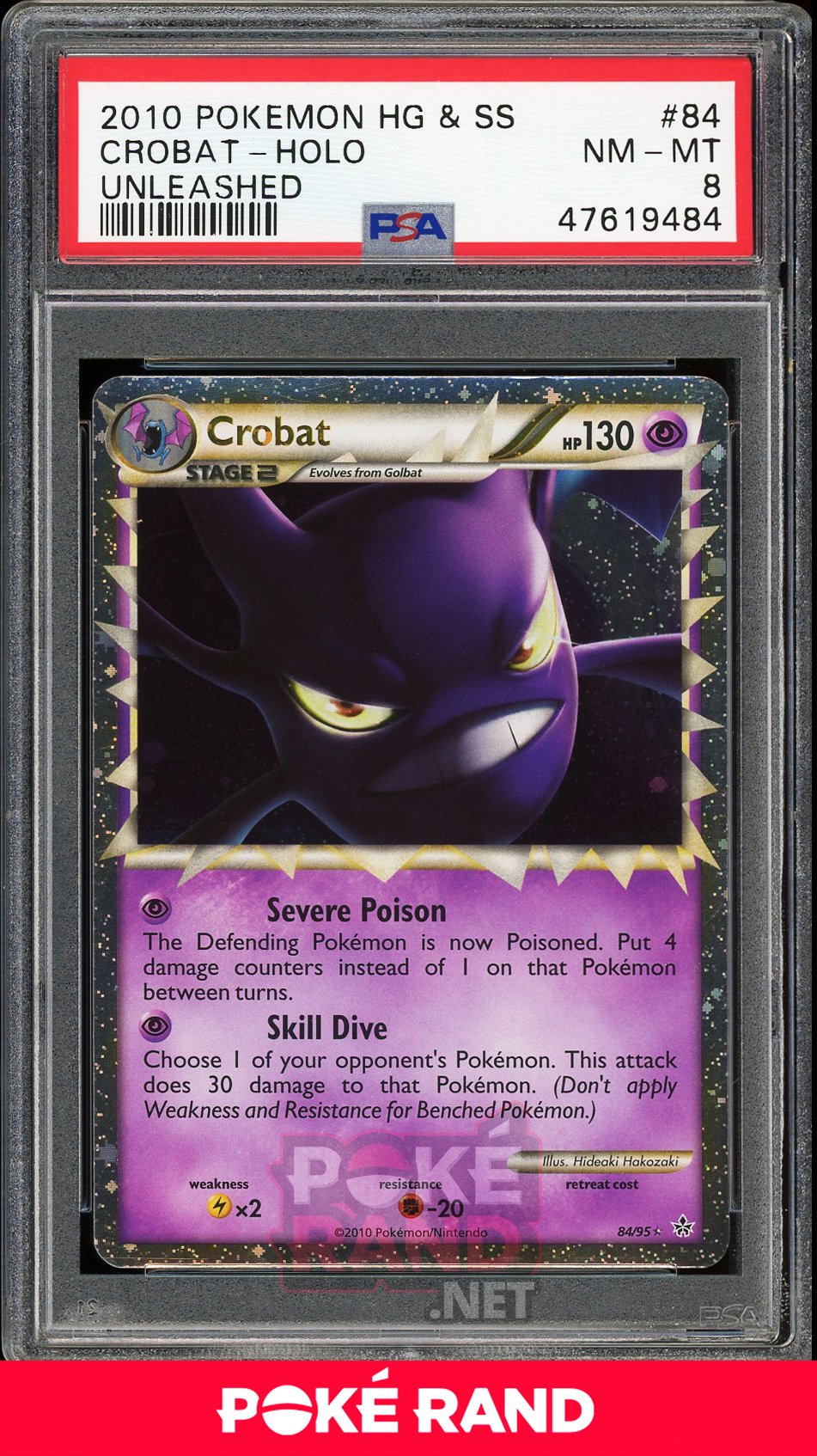 Crobat Holo (PSA 8) - Unleashed #84