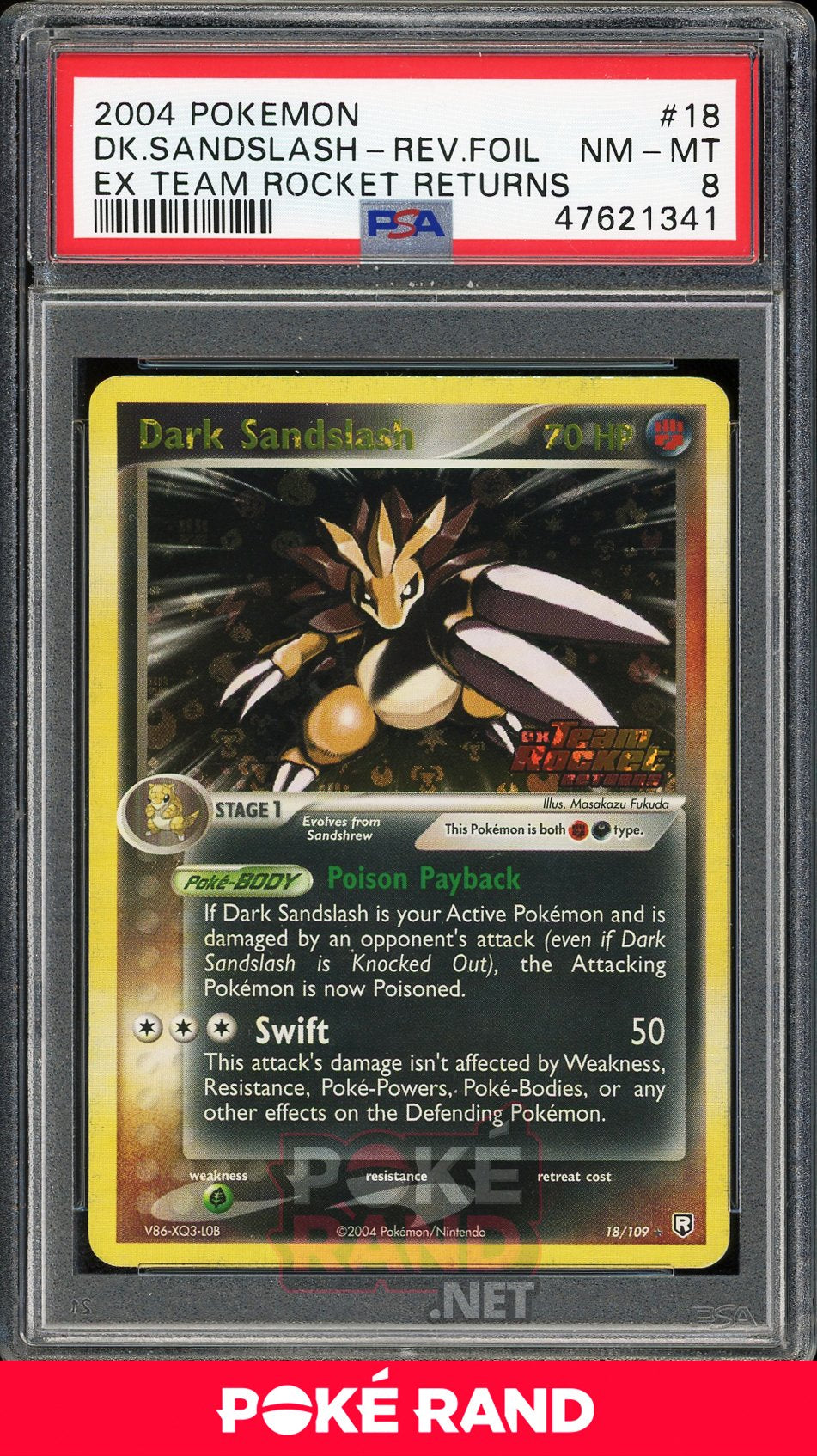 Dark Sandslash Reverse Foil (PSA 8) - EX Team Rocket Returns #18