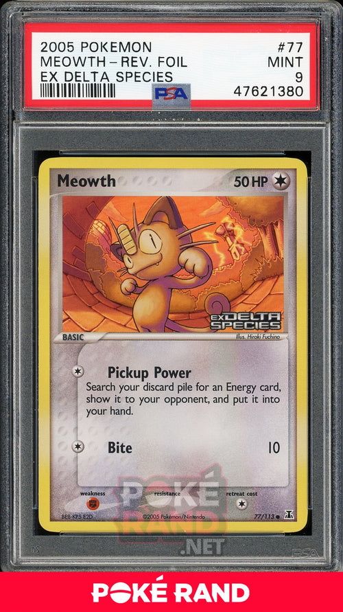 Meowth Reverse Foil  (PSA 9) - EX Delta Species #77