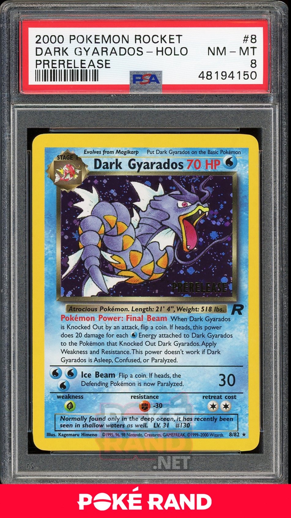 Dark Gyarados Prerelease (PSA 8) - Team Rocket #8