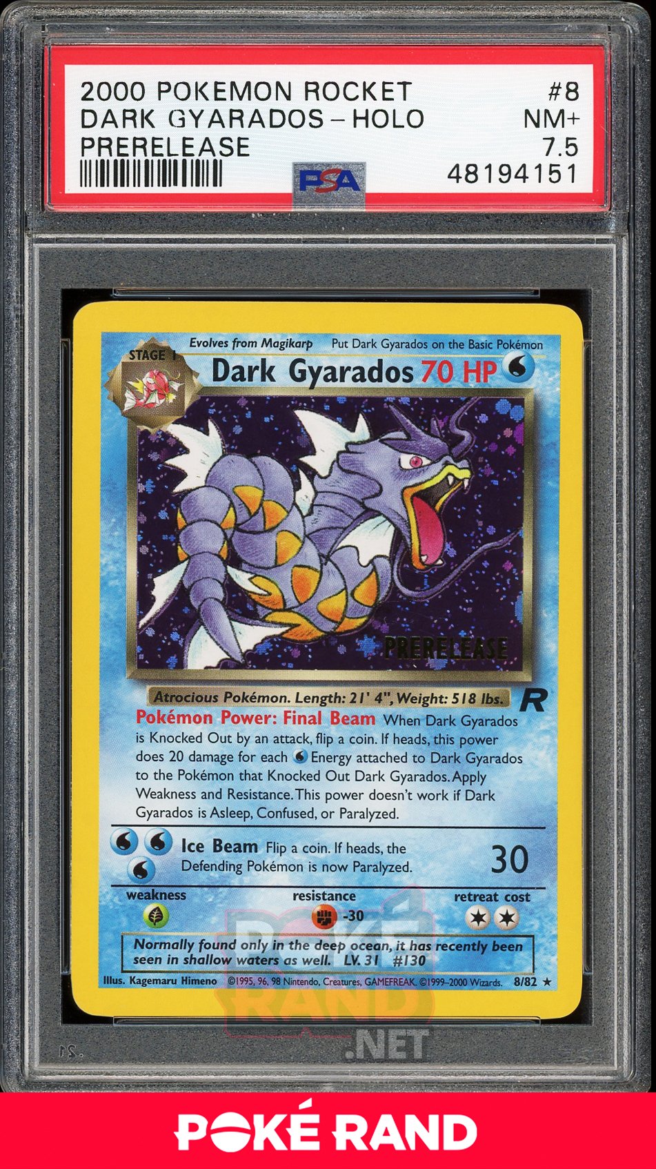 Dark Gyarados Prerelease (PSA 7.5) - Team Rocket #8