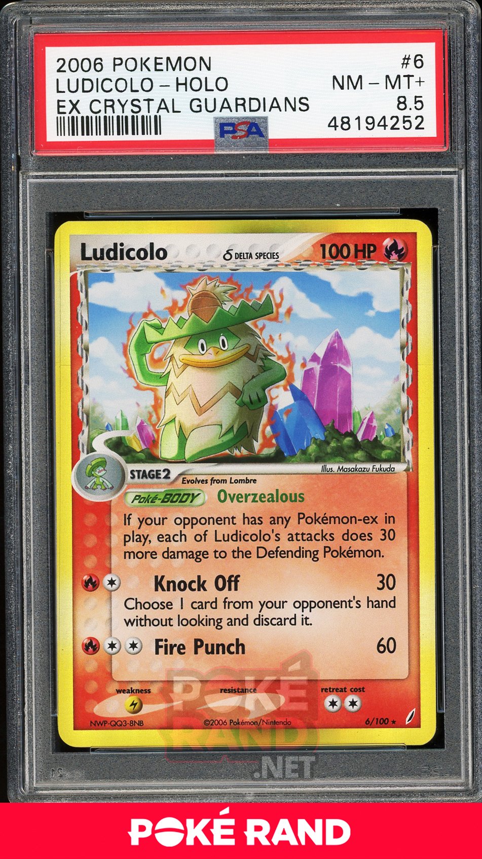 Ludicolo Holo (PSA 8.5) - EX Crystal Guardians #6