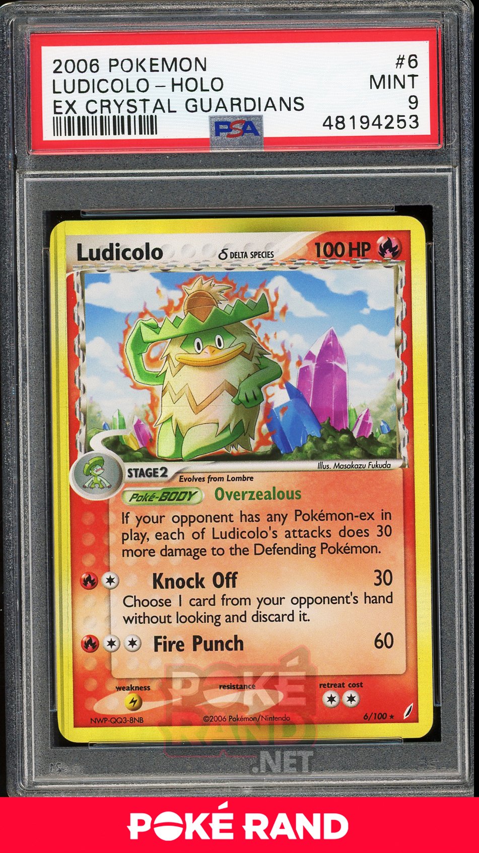 Ludicolo Holo (PSA 9) - EX Crystal Guardians #6