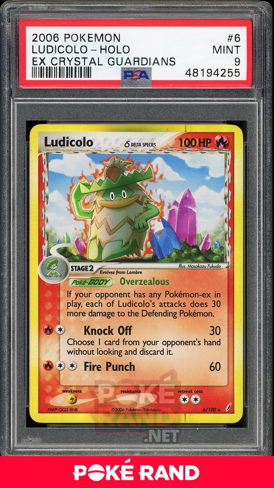 Ludicolo Holo (PSA 9) - EX Crystal Guardians #6