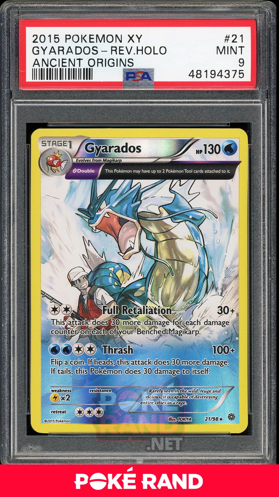 Gyarados Reverse Foil (PSA 9) - XY Ancient Origins #21