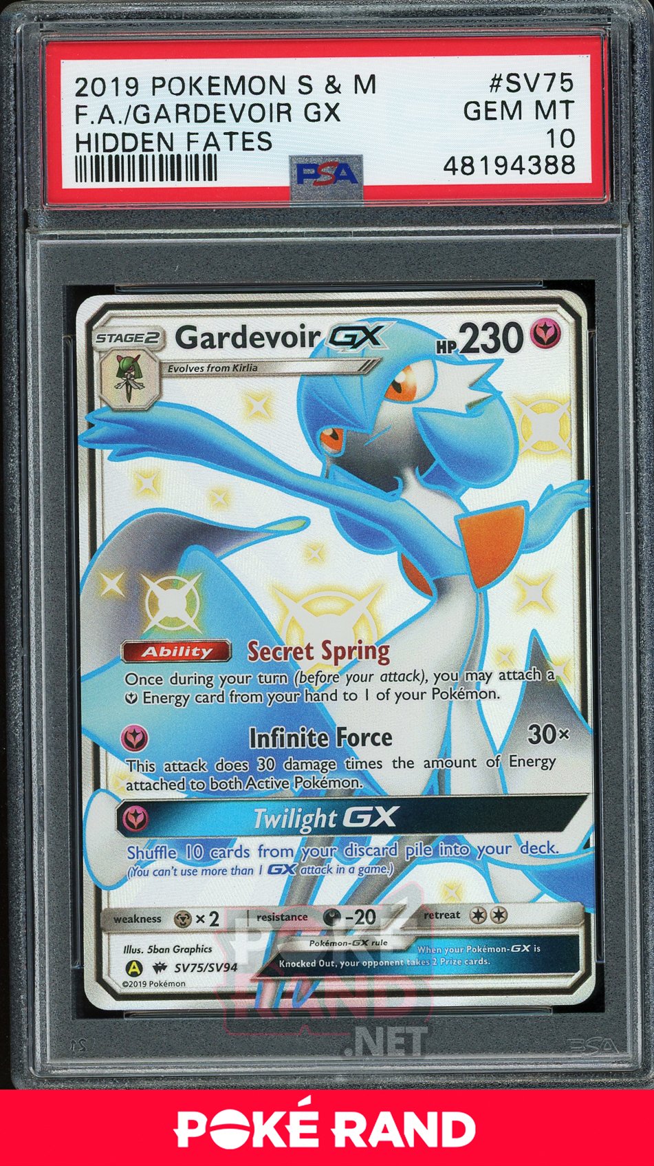 Gardevoir GX Full Art (PSA 10) - Hidden Fates  SV75