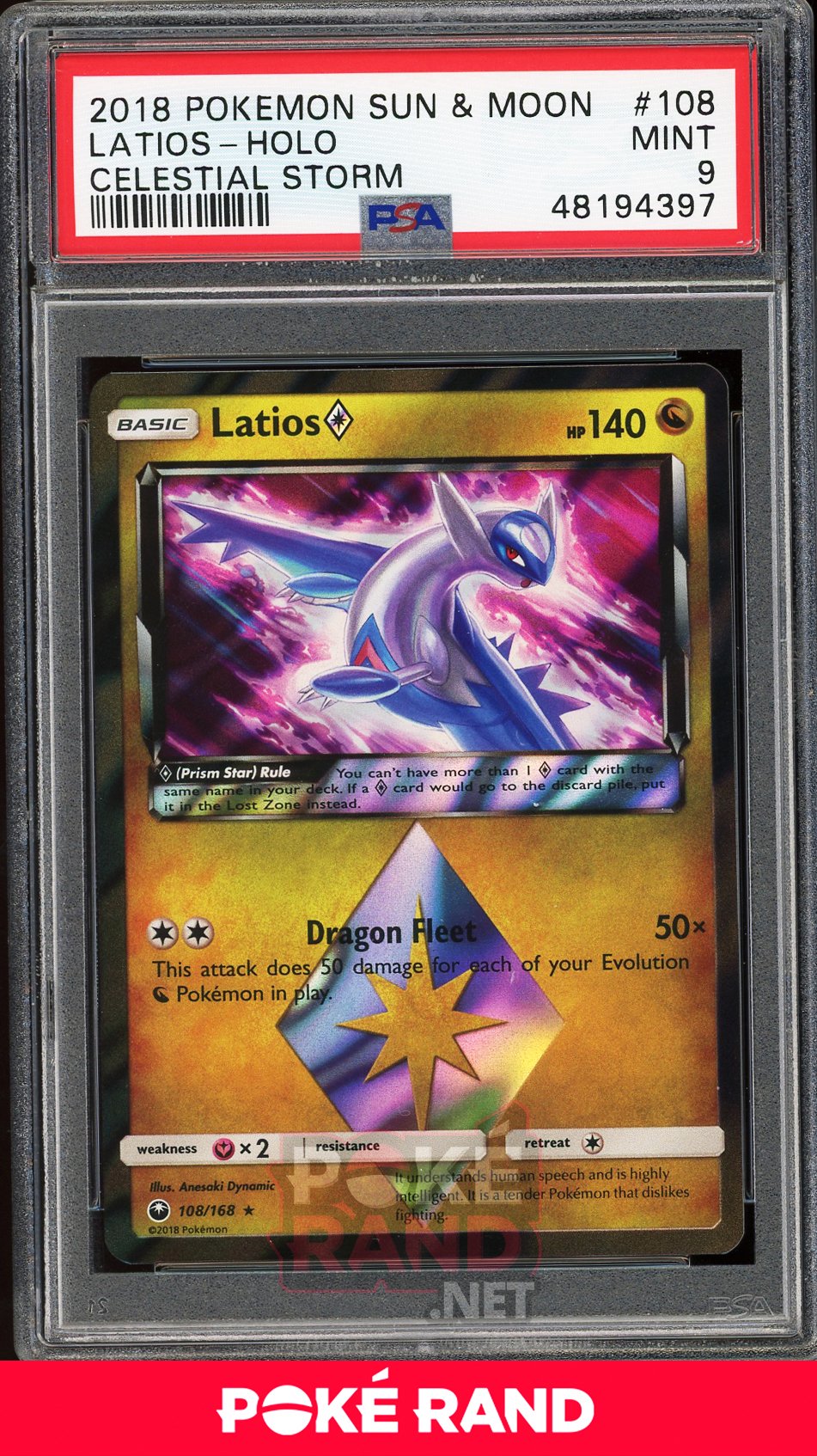 Latios Holo (PSA 9) - Celestial Storm #108