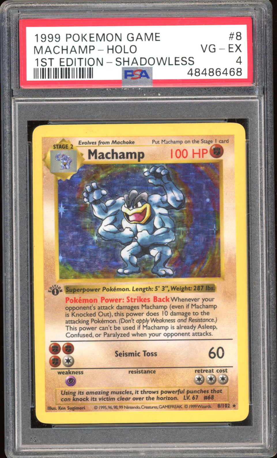 Machamp - Shadowless 8/102 - PSA 4 - Base Holo 1st Edition