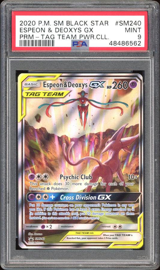Espeon & Deoxys GX SM240 - PSA 9 - Promo Full Art