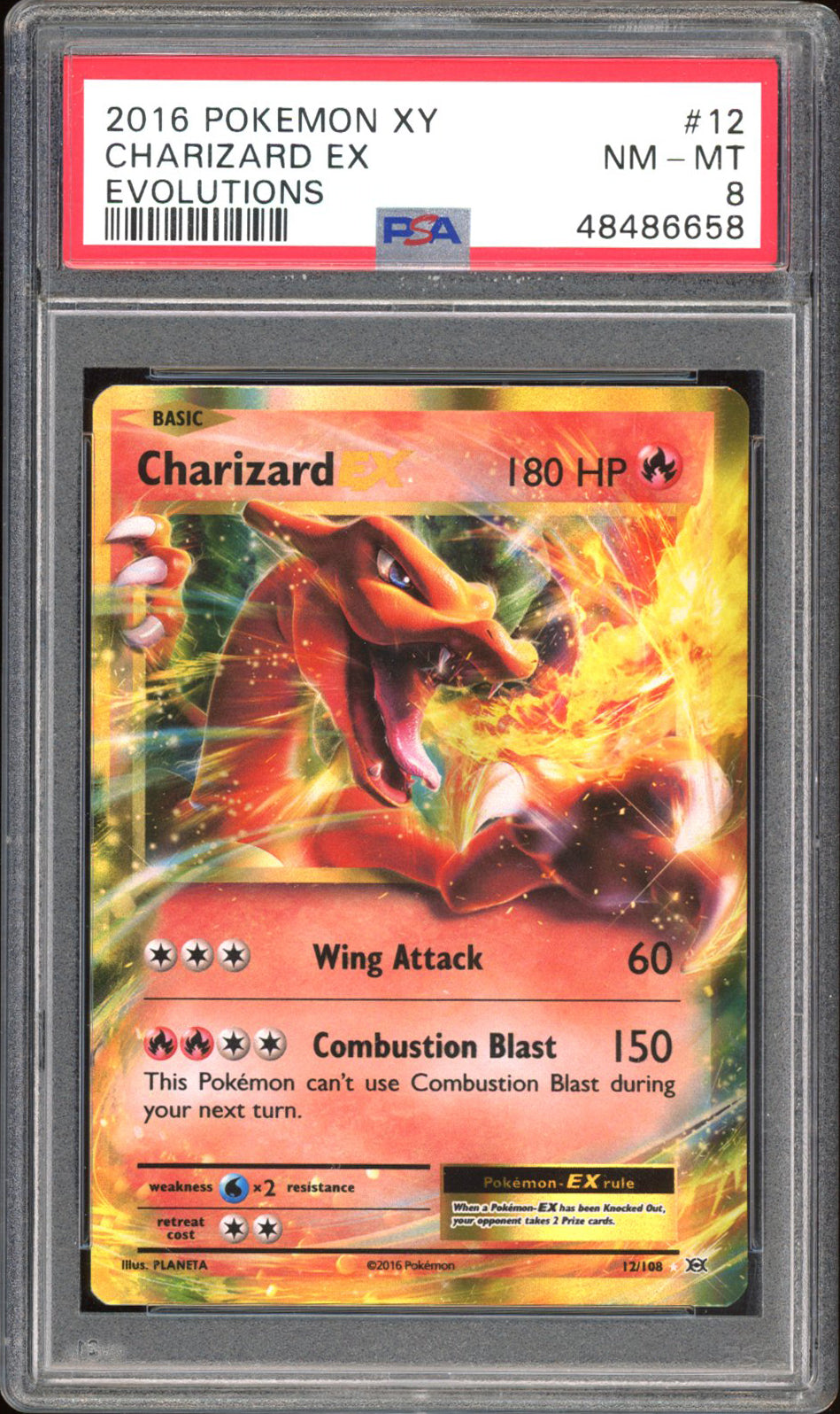 Charizard EX 12/108 - PSA 8 - Evolutions Holo