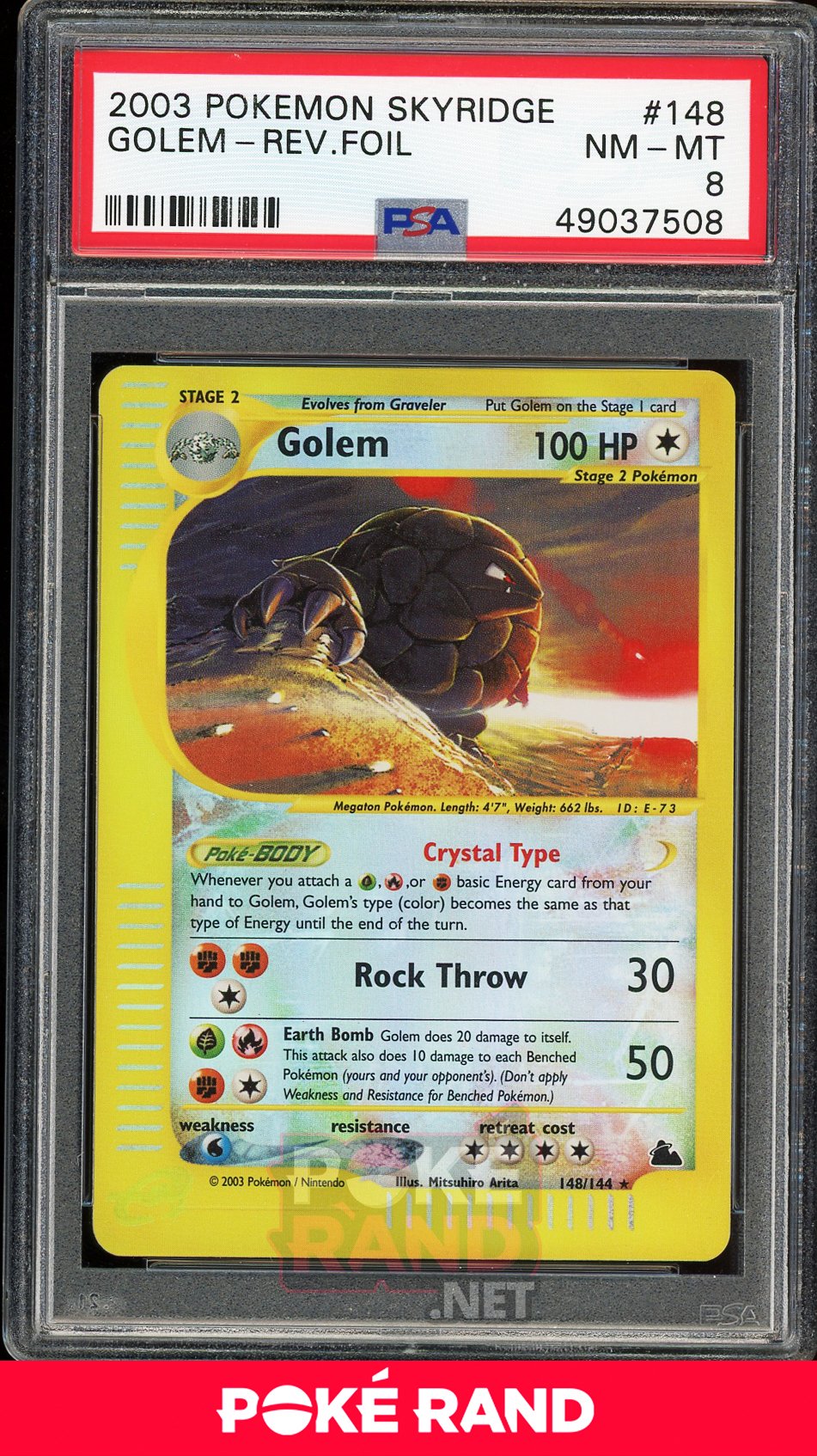 Golem Crystal Reverse Holo (PSA 8) - Skyridge #148 - PokeRand