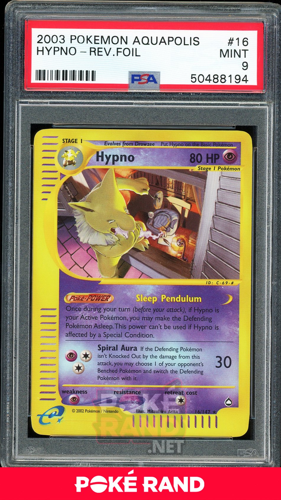 Hypno - Reverse Holo (PSA 9) - Aquapolis