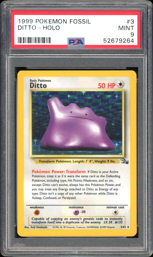 Ditto - PSA 9 - Fossil - #3 - Holo