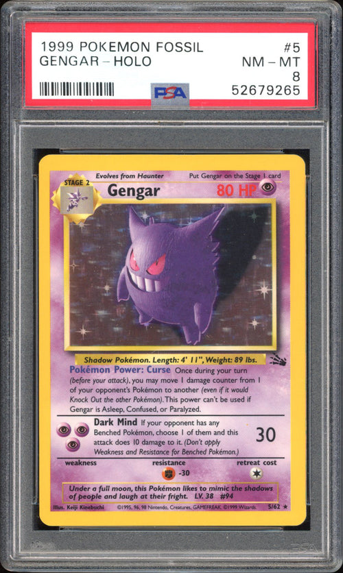 Gengar - PSA 8 - Fossil - #5 - Holo