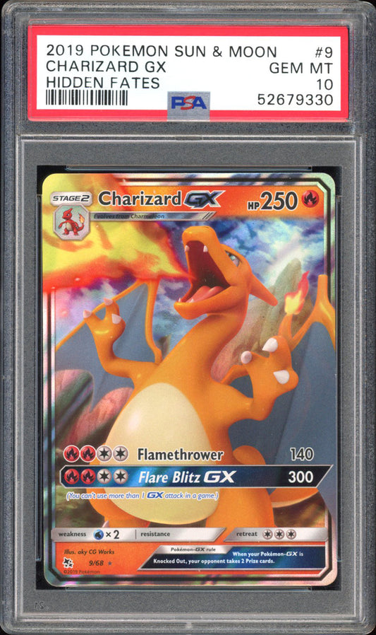 Charizard GX - PSA 10 - Hidden Fates - #9 - Holo