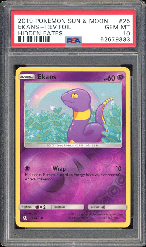Ekans - PSA 10 - Hidden Fates - #25 - Rev. Foil