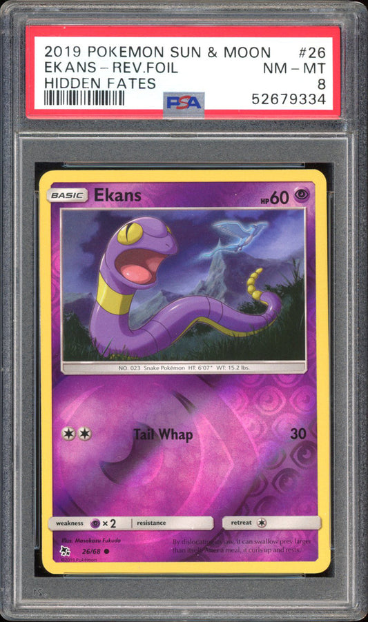 Ekans - PSA 8 - Hidden Fates - #26 - Rev. Foil